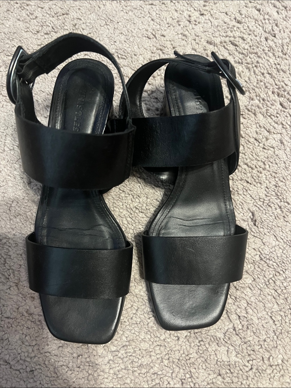 Whistles Black Wide-Strap Block Heel Sandals